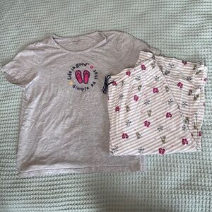 Life Is Good Pajama Set Womens Large Lemonade Flip Flops White Gray Loungewear